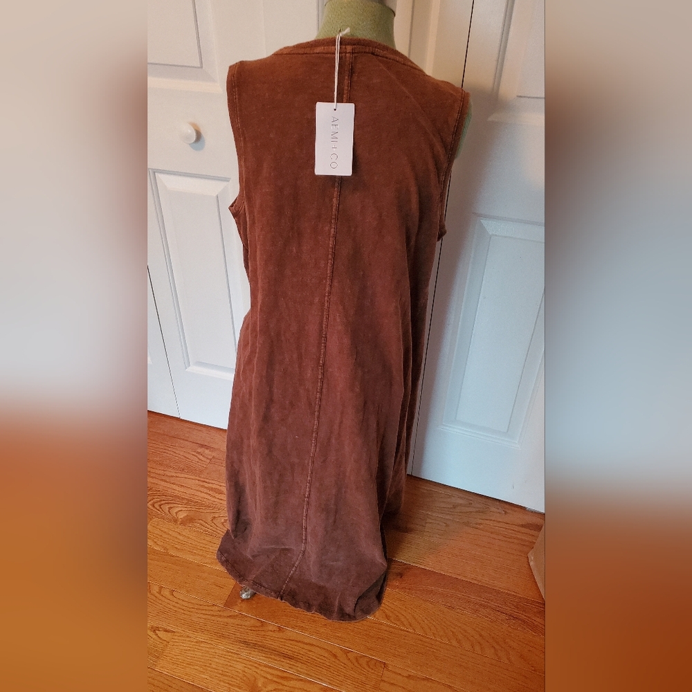 AMH+CO Brown High-Low Sleeveless Dress